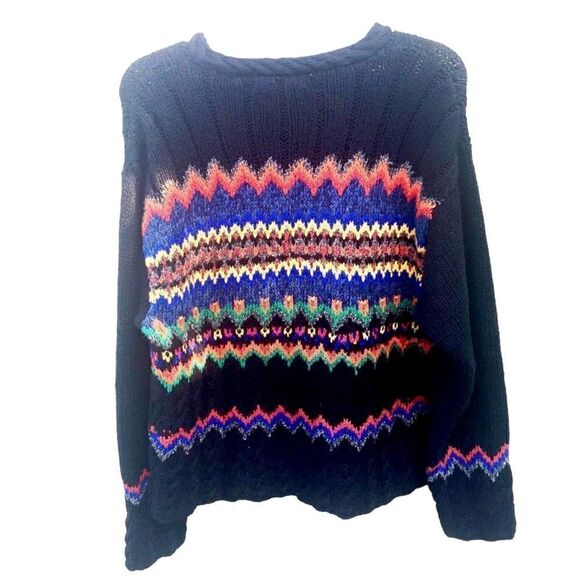 Vintage Lizwear Hand Knit Argyle Sweater - Picture 3 of 4